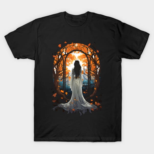 Elven Maiden in a Luscious Garden - Fantasy T-Shirt by Fenay-Designs